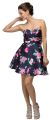 Main image of Strapless Sweetheart Neck Rose Print Short Homecoming Dress.